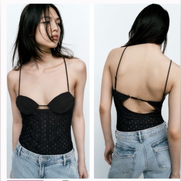 Zara Tops - 🆕 ZARA Corset Lace Black Bodysuit